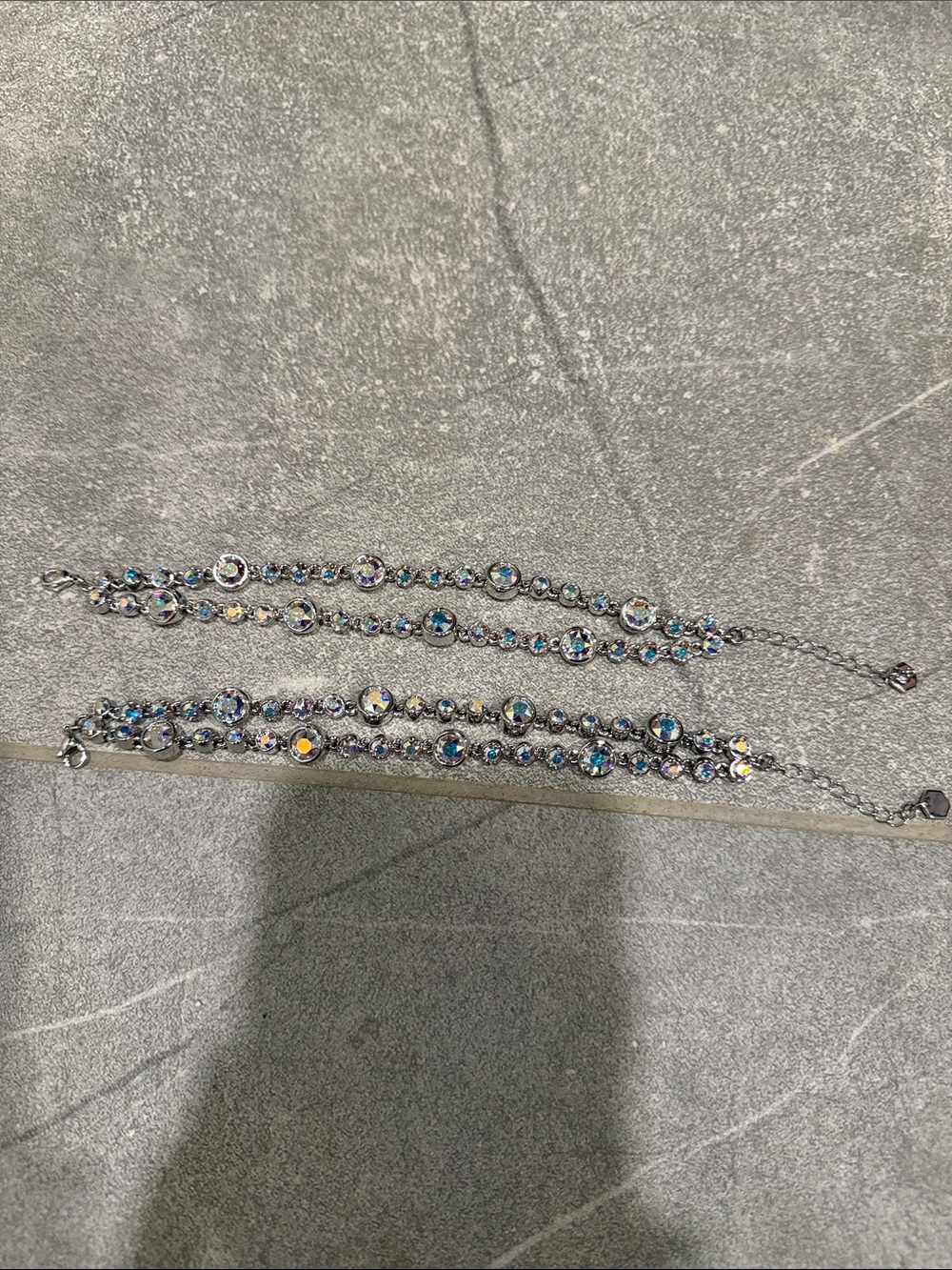 Touchstone Crystal Iridescent Blue and Silver Bracelet Set